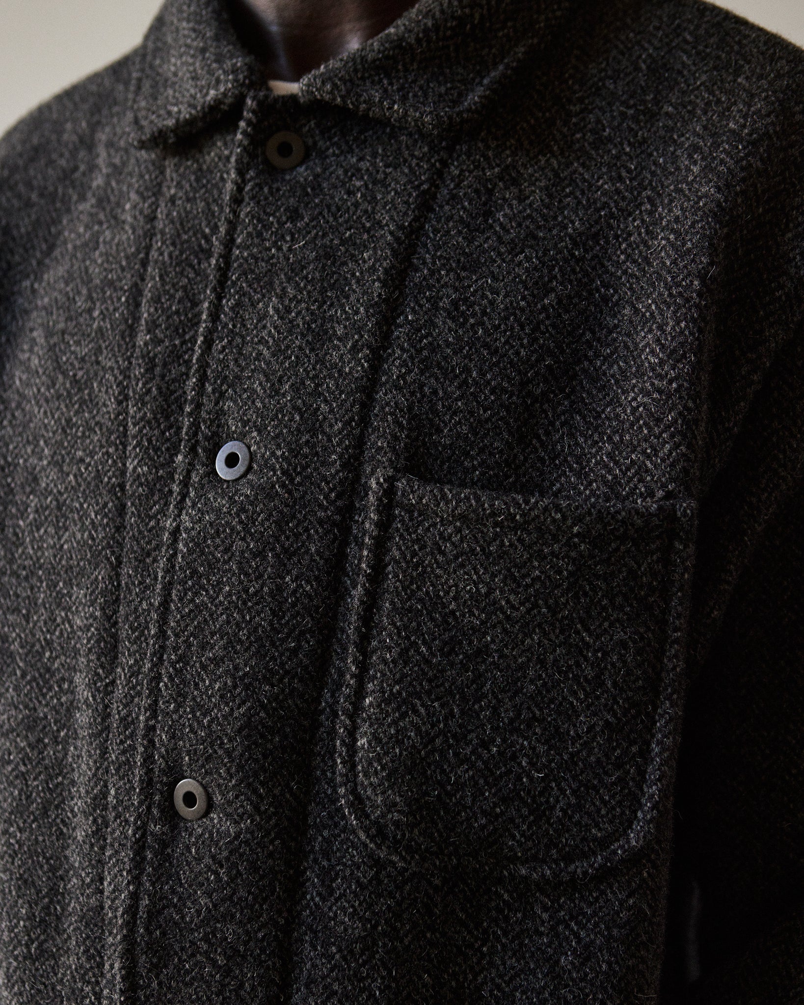 Evan Kinori Three Pocket Jacket, Herringbone Charcoal