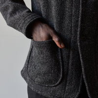 Evan Kinori Three Pocket Jacket, Herringbone Charcoal