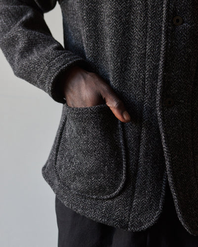 Evan Kinori Three Pocket Jacket, Herringbone Charcoal