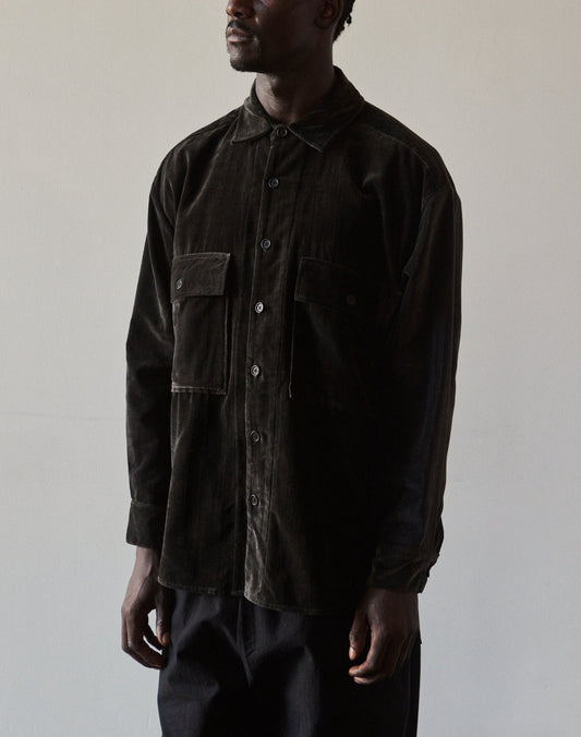 Evan Kinori Velvet Big Shirt, Natural Black