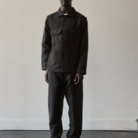 Evan Kinori Wool Field Shirt, Charcoal/Black
