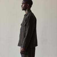 Evan Kinori Wool Field Shirt, Charcoal/Black