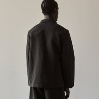 Evan Kinori Wool Field Shirt, Charcoal/Black