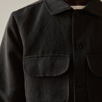 Evan Kinori Wool Field Shirt, Charcoal/Black