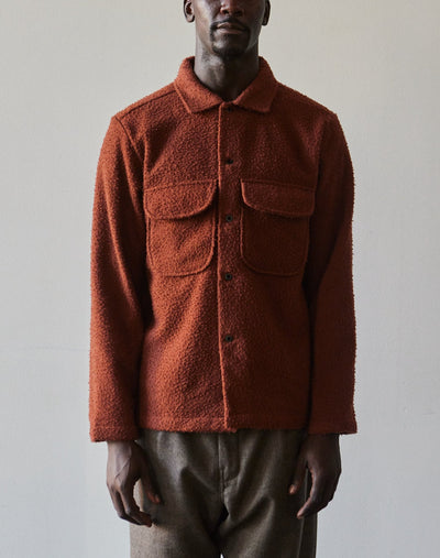 Evan Kinori Wool Field Shirt, Rust