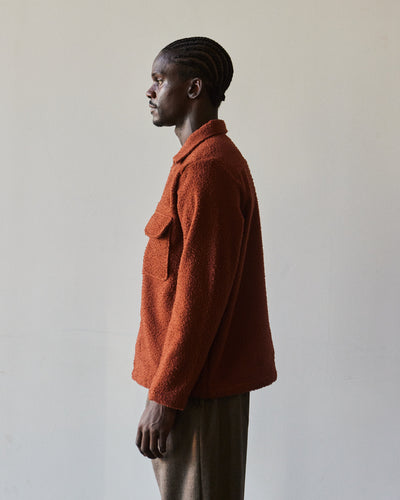 Evan Kinori Wool Field Shirt, Rust