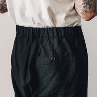 Evan Kinori Wool/Linen Twill Elastic Pant, Black