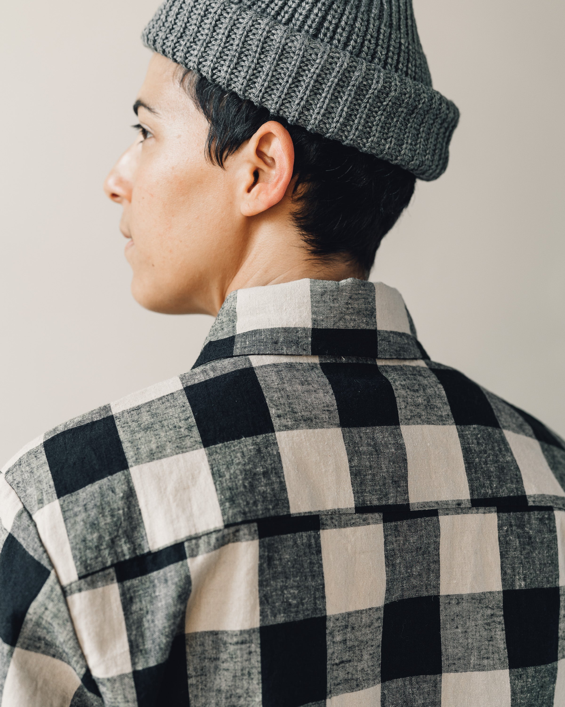 【美品】evan kinori チェック柄ウールシャツ EVAN KINORI(エヴァン キノリ) / Big Shirt Wool Gauze Check