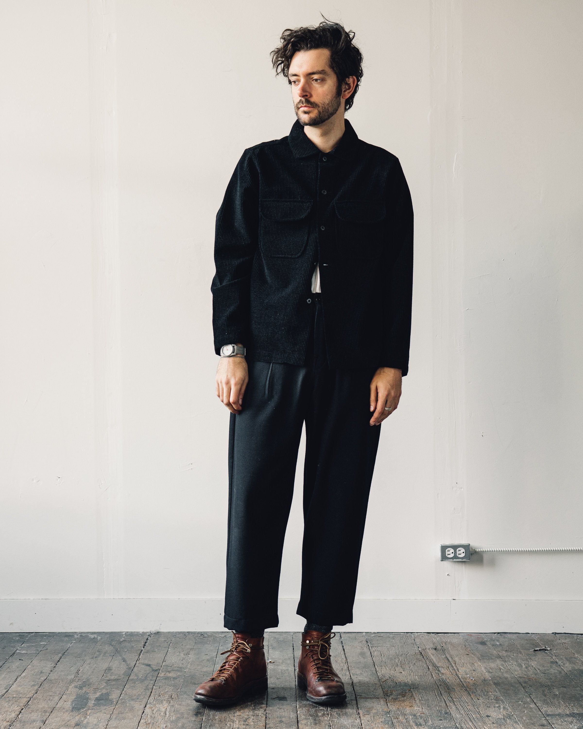 evan kinori 黒 pant 32 single pleat wool Single Pleat Pant - Cotton Kersey, Black – evan kinori