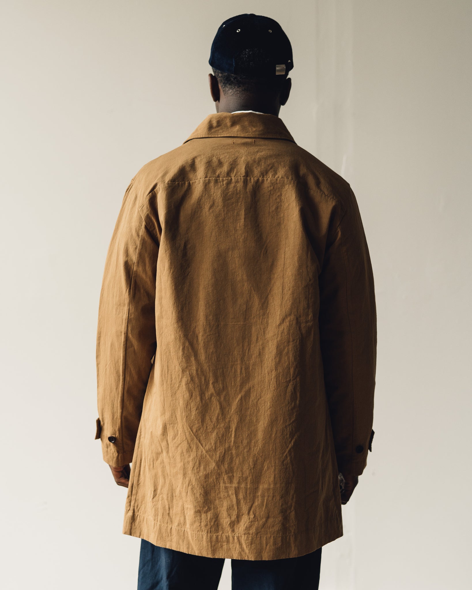 Evan Kinori Covered Placket Coat, Dark Khaki | Glasswing