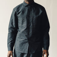 Evan Kinori Two Pocket Shirt, Navy/Grey