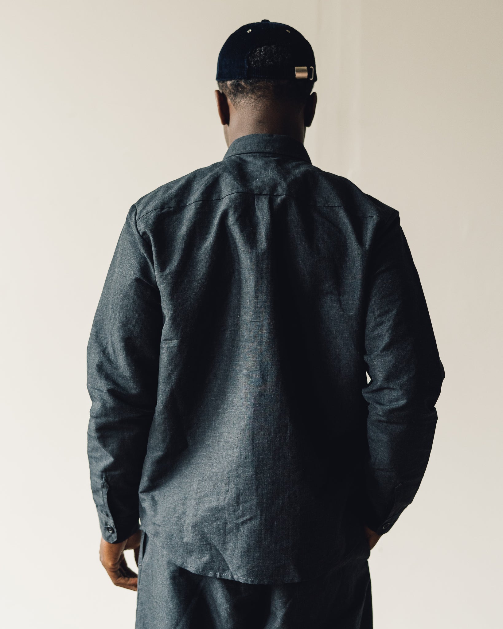 Evan Kinori Two Pocket Shirt, Navy/Grey