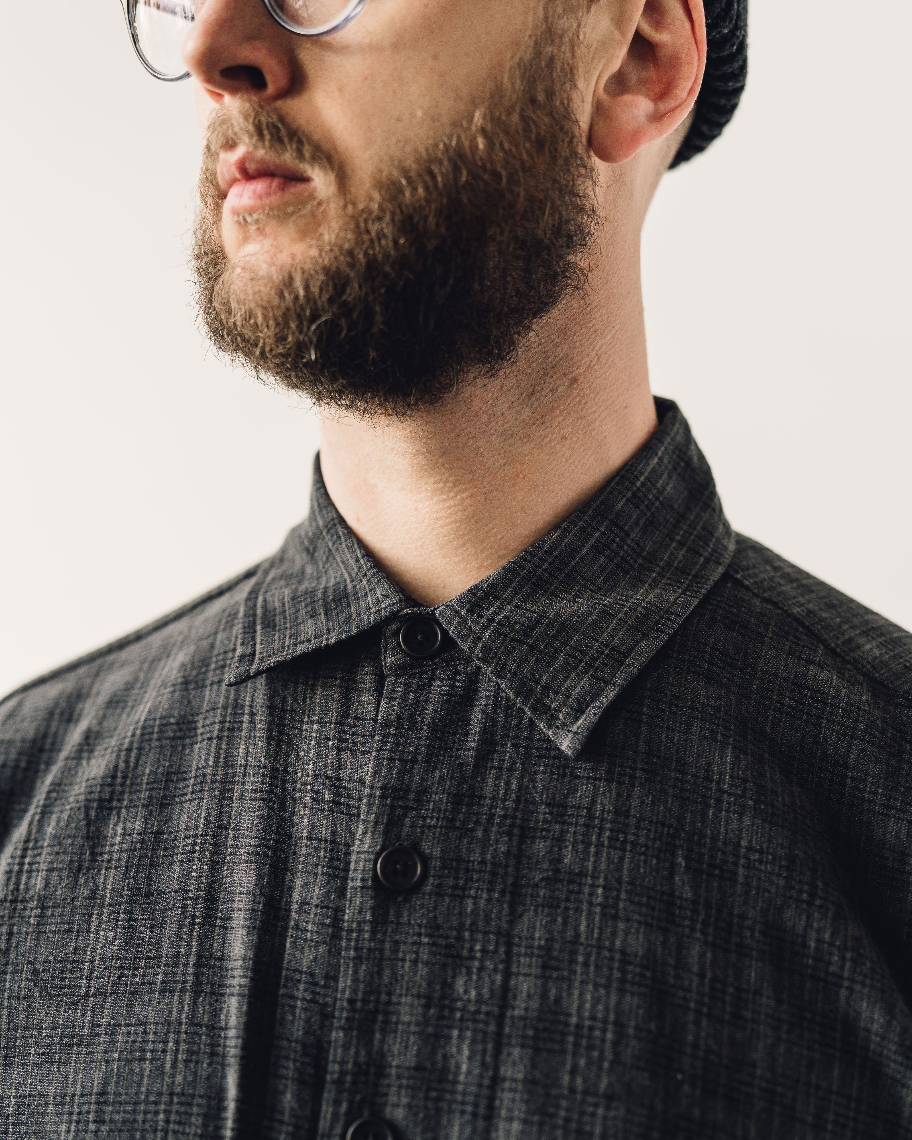 Evan Kinori Big Shirt, Sumi Ink Check – Glasswing