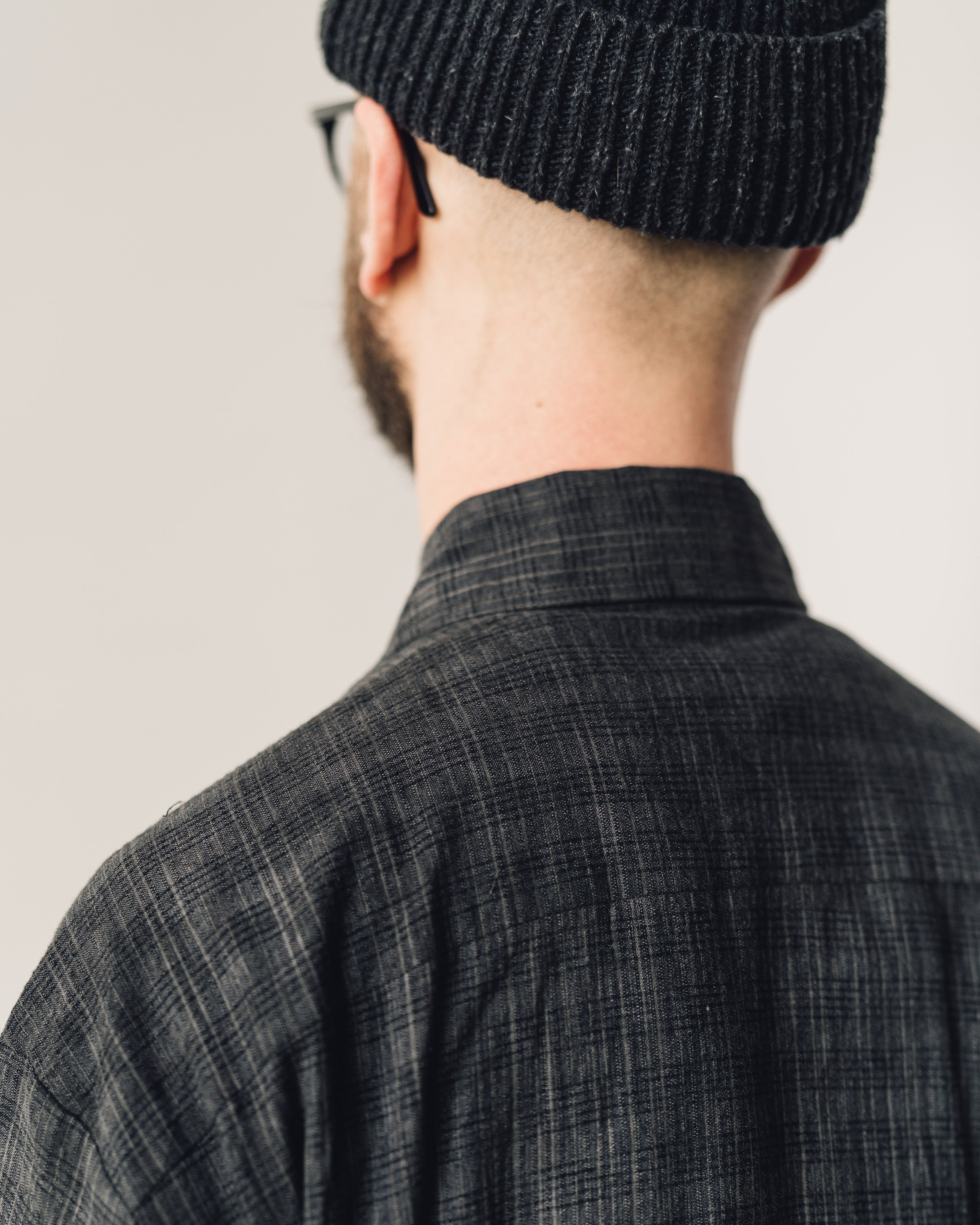 Evan Kinori Big Shirt, Sumi Ink Check – Glasswing Evan Kinori Big Shirt, Sumi Ink Check – Glasswing
