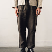 Evan Kinori Single Pleat Pant, Anthracite Linen