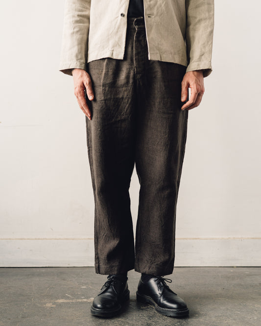 Evan Kinori Single Pleat Pant, Anthracite Linen