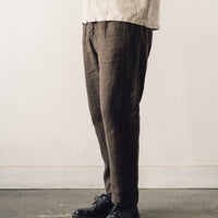 Evan Kinori Single Pleat Pant, Anthracite Linen