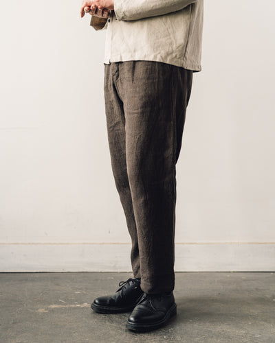 Evan Kinori Single Pleat Pant, Anthracite Linen