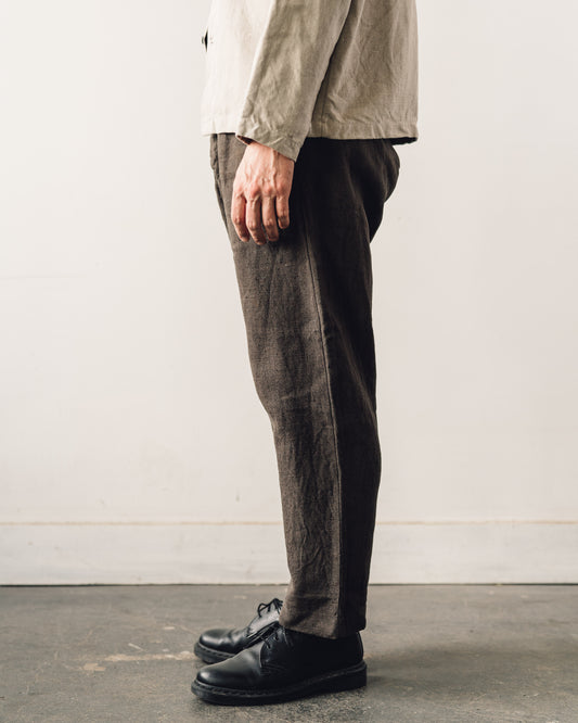 Evan Kinori Single Pleat Pant, Anthracite Linen