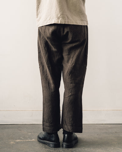 Evan Kinori Single Pleat Pant, Anthracite Linen