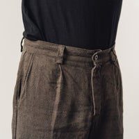 Evan Kinori Single Pleat Pant, Anthracite Linen