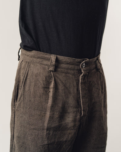 Evan Kinori Single Pleat Pant, Anthracite Linen