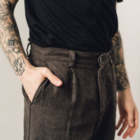 Evan Kinori Single Pleat Pant, Anthracite Linen