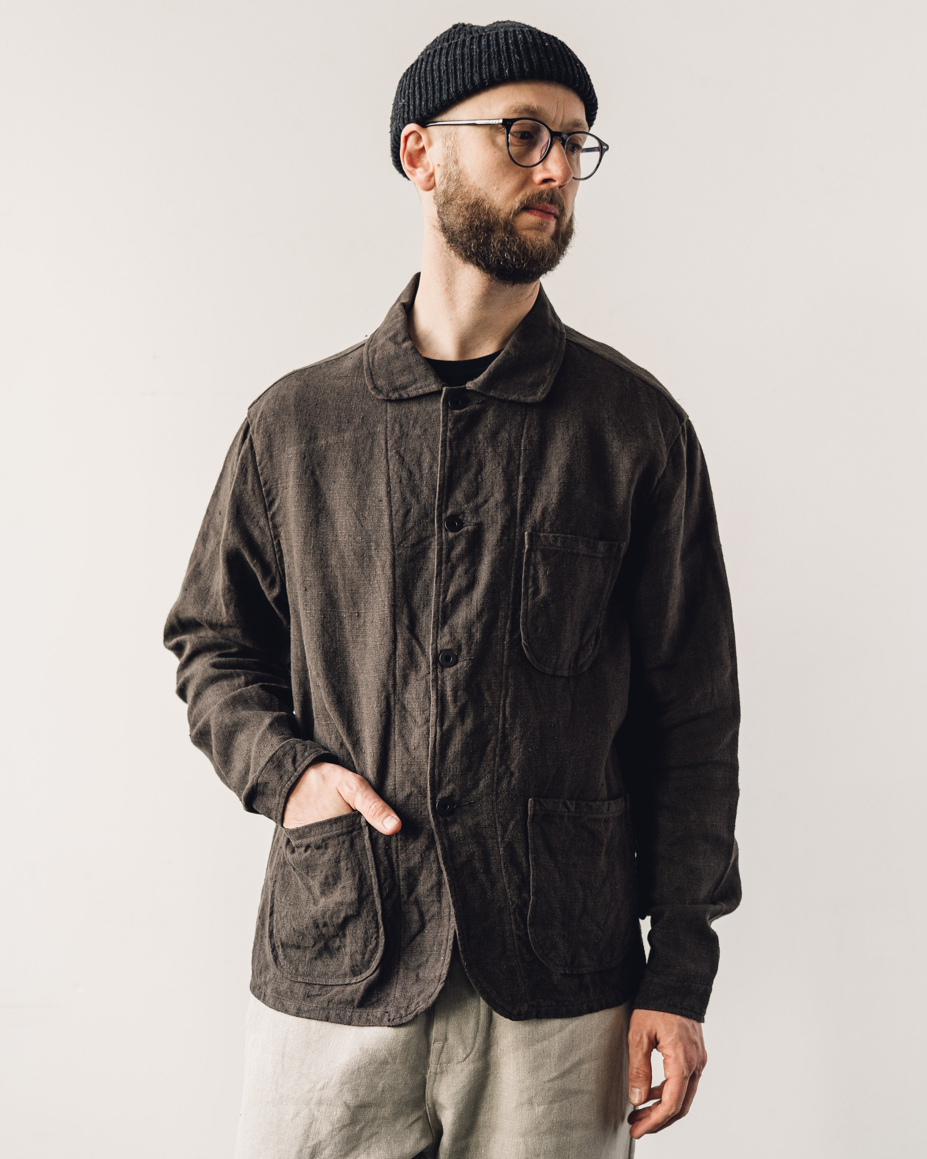 Evan Kinori Three Pocket Jacket, Anthracite Linen – Glasswing