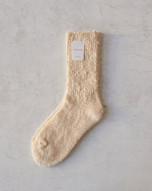 Fog Linen Cotton Slub Socks, Ivory