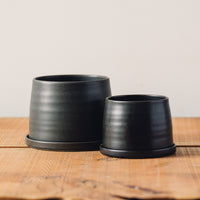 Kinto Trapezoidal Pot & Saucer, Black