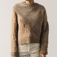 Cordera Soft Wool Asymmetric Sweater, Camel