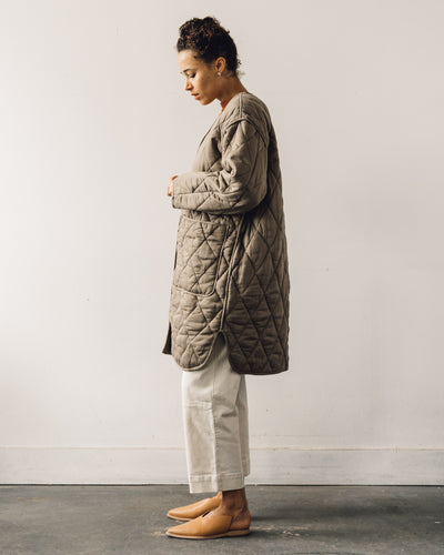 Micaela Greg Long Quilt Jacket, Dusty Olive