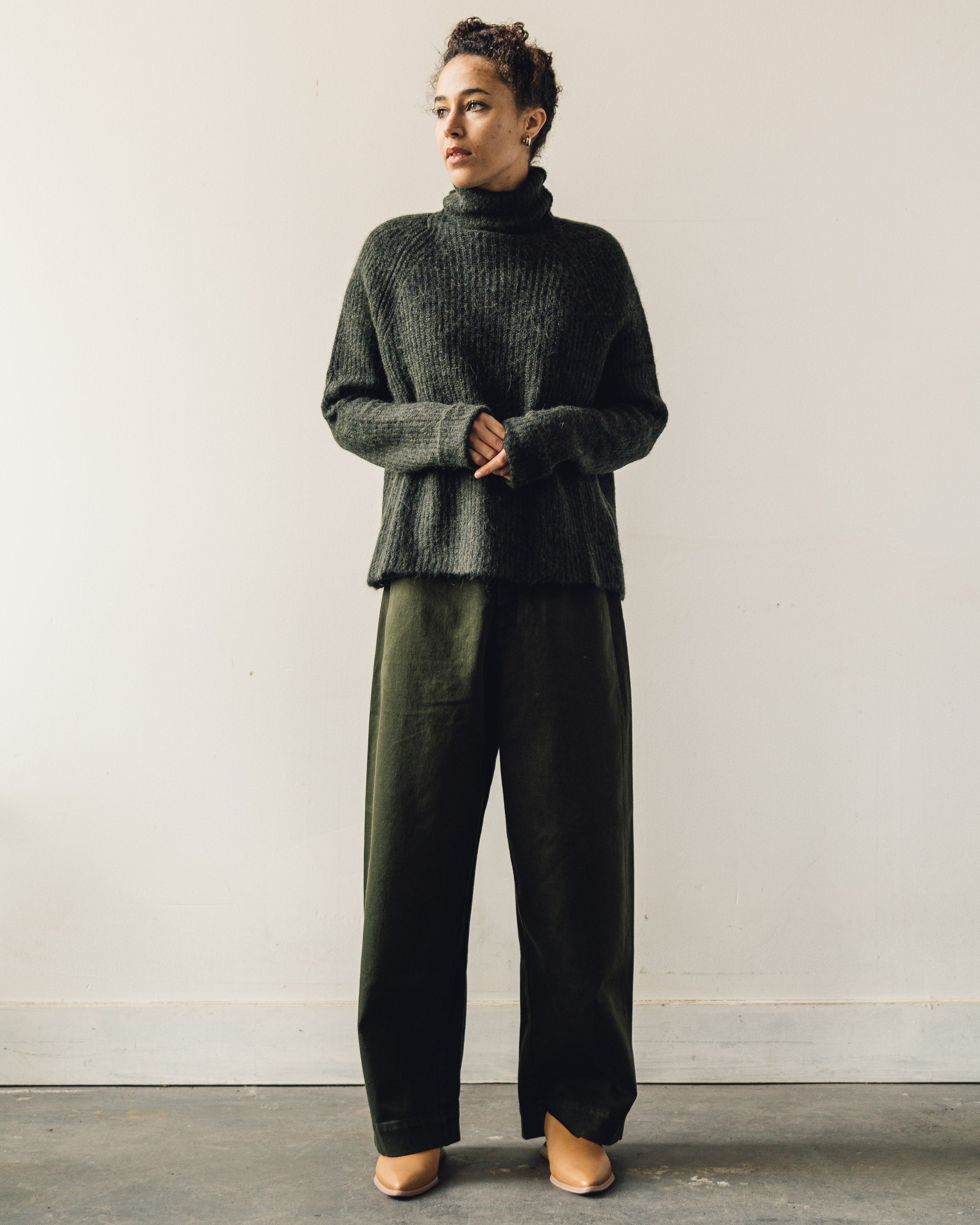 Cordera Soft Alpaca Turtleneck Sweater, Green – Glasswing