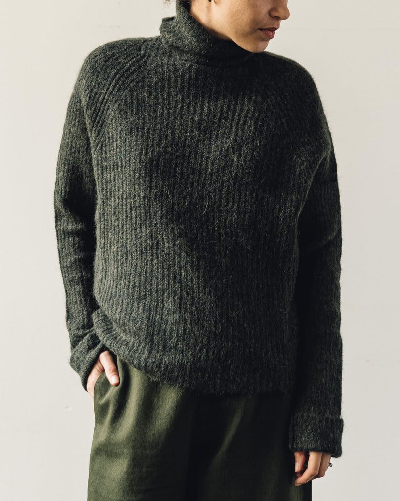 Cordera Soft Alpaca Turtleneck Sweater, Green | Glasswing