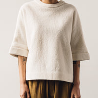 7115 Relaxed Square Wool Top, Off-White