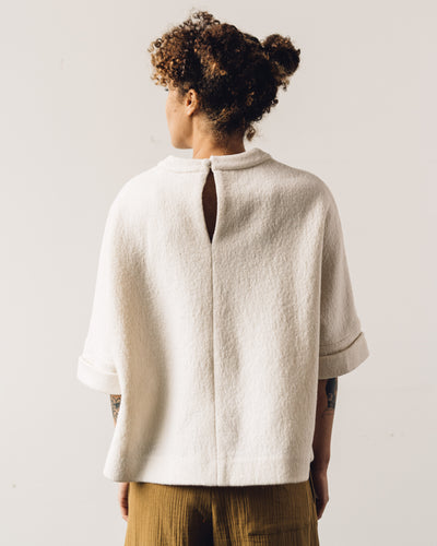 7115 Relaxed Square Wool Top, Off-White