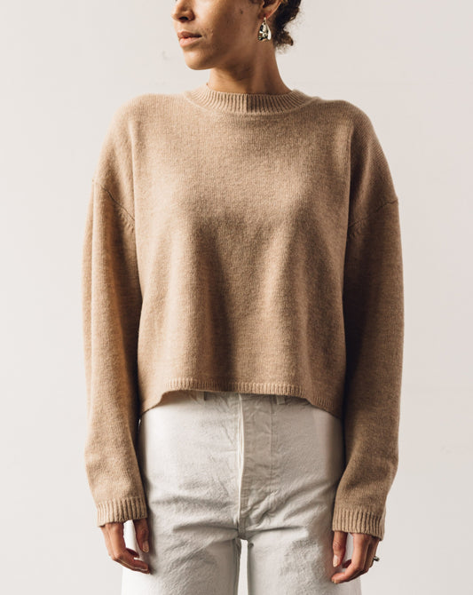 7115 Relaxed Mockneck Sweater, Tan