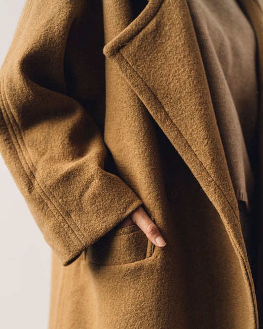 7115 Oversized Long Wool Coat, Bronze