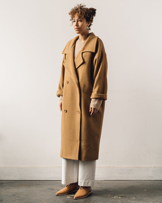 7115 Oversized Long Wool Coat, Bronze