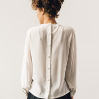 7115 Pleated Silk Blouse, Off-White