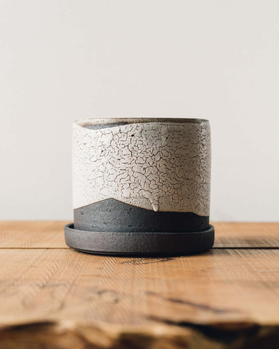 Natasha Alphonse Planter + Saucer, Crackle Shino