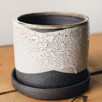 Natasha Alphonse Planter + Saucer, Crackle Shino