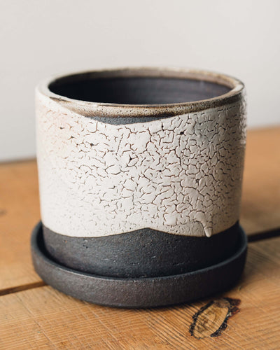 Natasha Alphonse Planter + Saucer, Crackle Shino