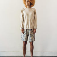 Kapital Irago Pile Cotton Karakusa Shorts, Ecru/Sax