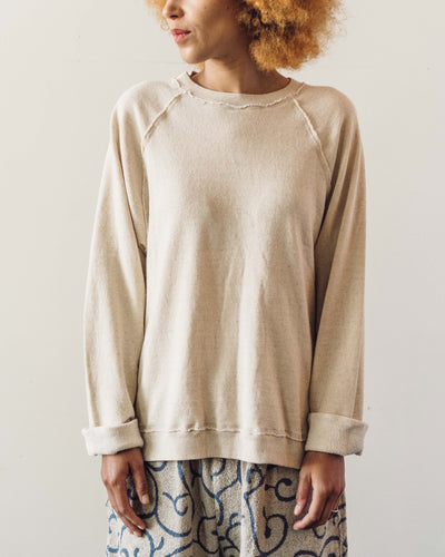 Kapital Linen Gauze Fleece Loose Sweatshirt, Ecru