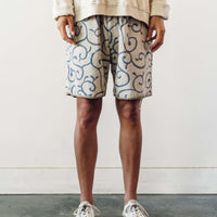 Kapital Irago Pile Cotton Karakusa Shorts, Ecru/Sax