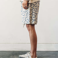 Kapital Irago Pile Cotton Karakusa Shorts, Ecru/Sax