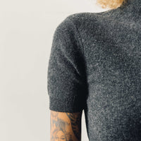 7115 Short-Sleeve Mockneck Top, Charcoal