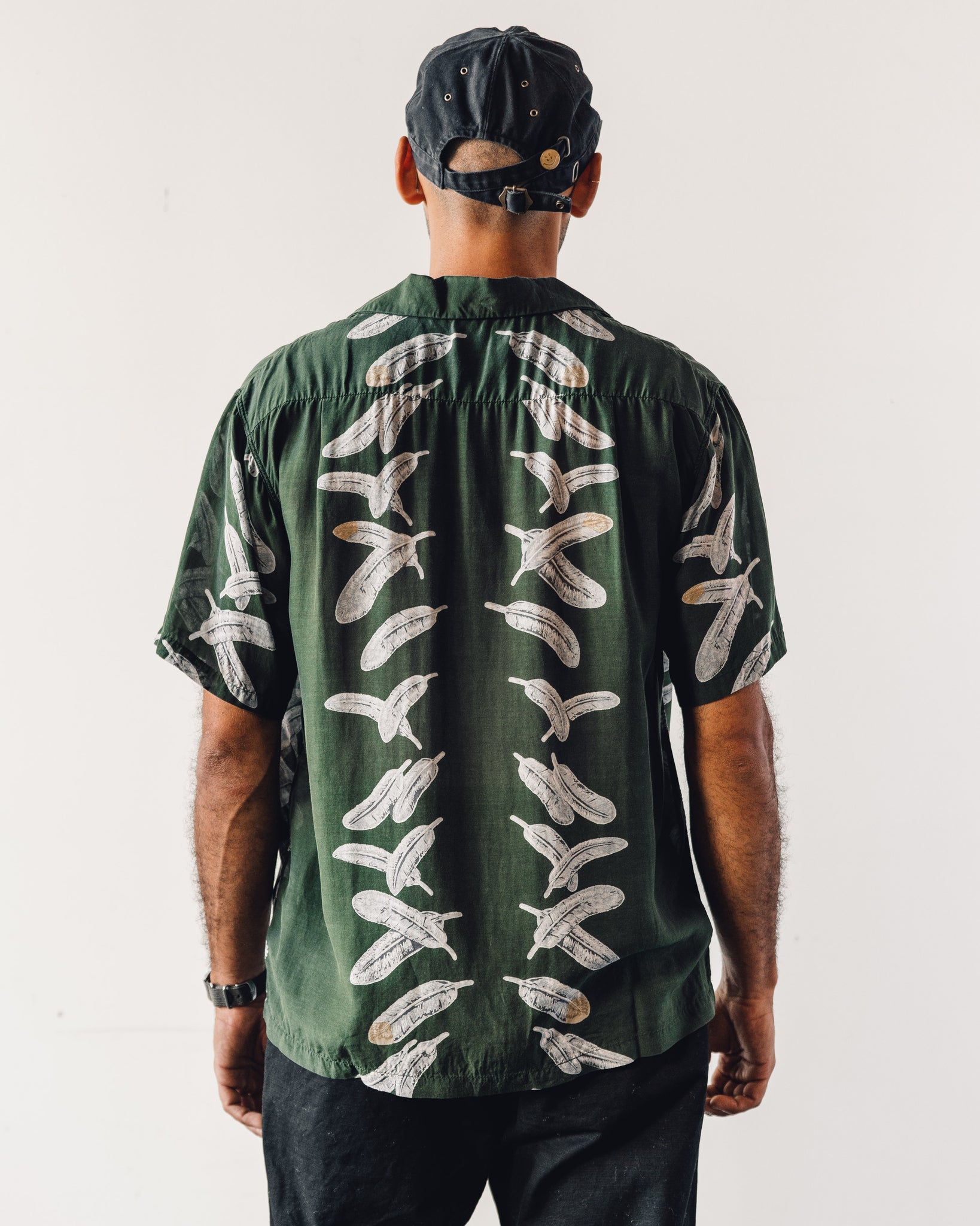 Kapital Silk Rayon Eagle Jewel Aloha Shirt, Khaki