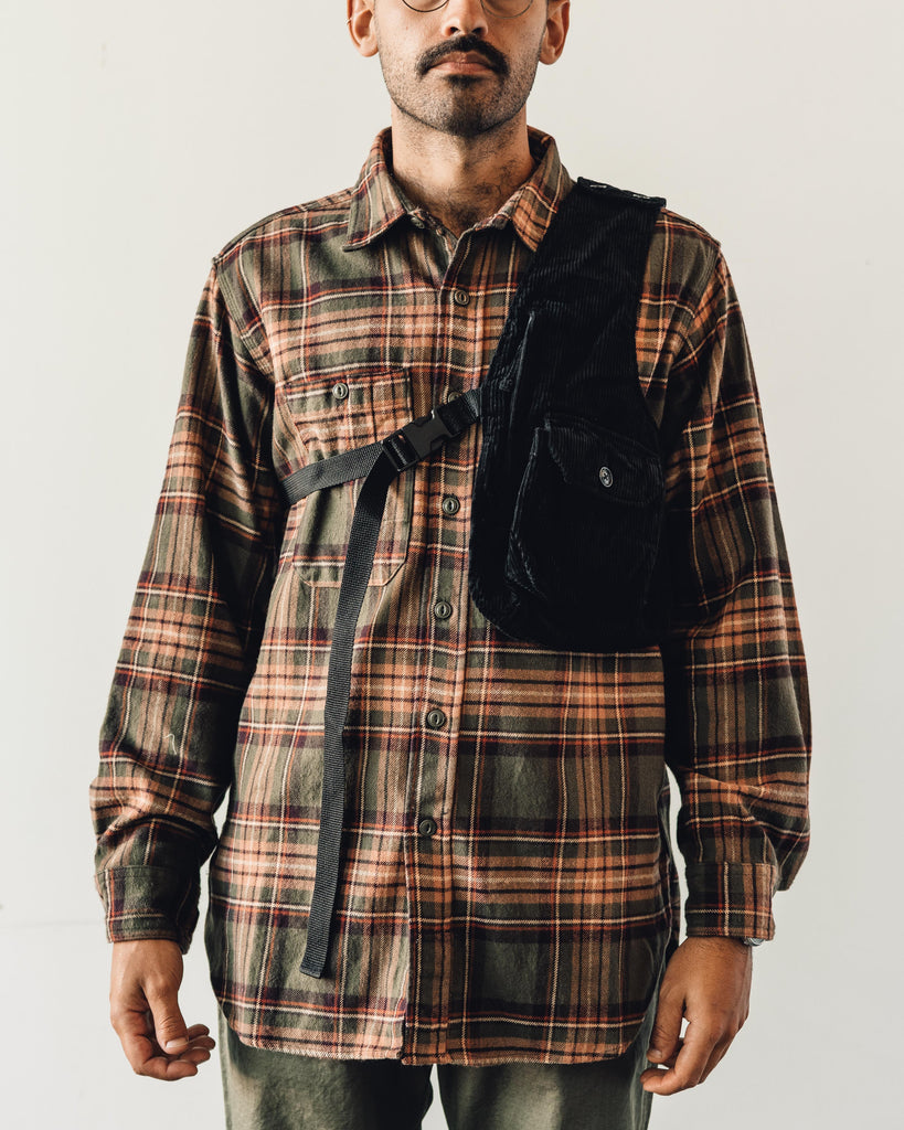 Engineered Garments Shoulder Vest, Black Corduroy